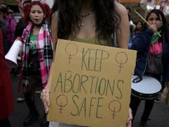 TOPSHOT - Pro-choice protest in front of the US embassy in Buenos Aires, on June 27, 2022, two days ...