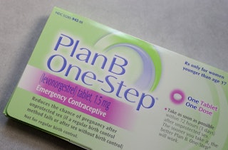 A package of Plan B contraceptive. National chain pharmacies like CVS and Rite Aid are limiting the ...