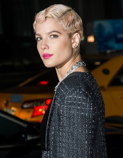 Singer Halsey wears a bold fuchsia lipstick to The Museum of Modern Art's 8th Annual Film Benefit in...