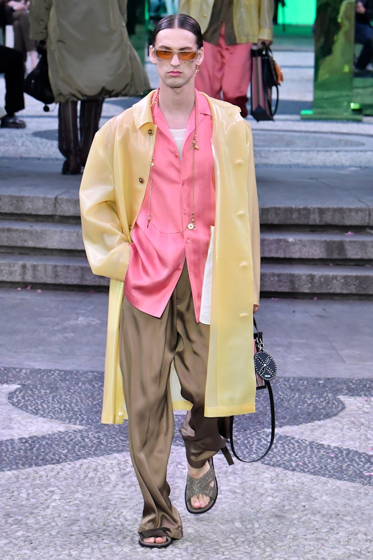 A model walks the runway during the Versace Ready to Wear Spring/Summer 2023 fashion show