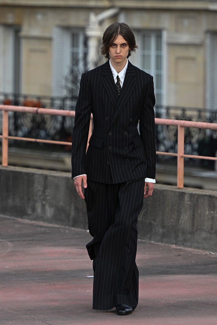 A model walks the runway during the Dries Van Noten Ready to Wear Spring/Summer 2023 fashion show