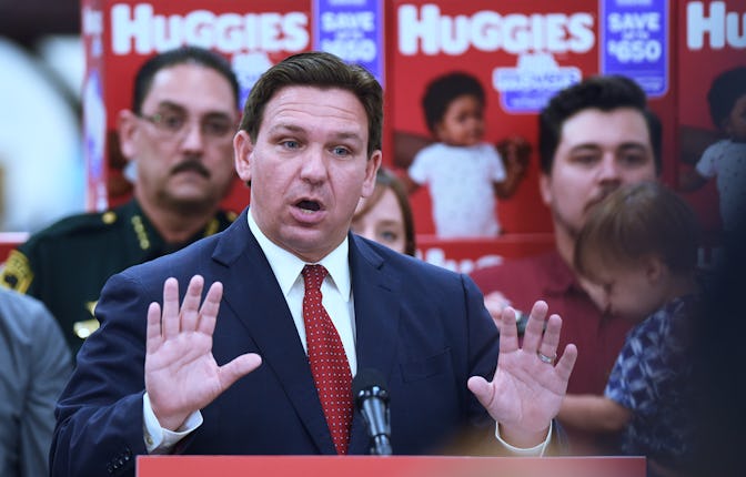 OCALA, FLORIDA, UNITED STATES - 2022/05/06: Florida Governor Ron DeSantis speaks at a press conferen...