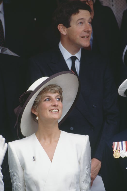British royal Diana, Princess of Wales (1961-1997), wearing a hat designed by Marina Killery, attend...