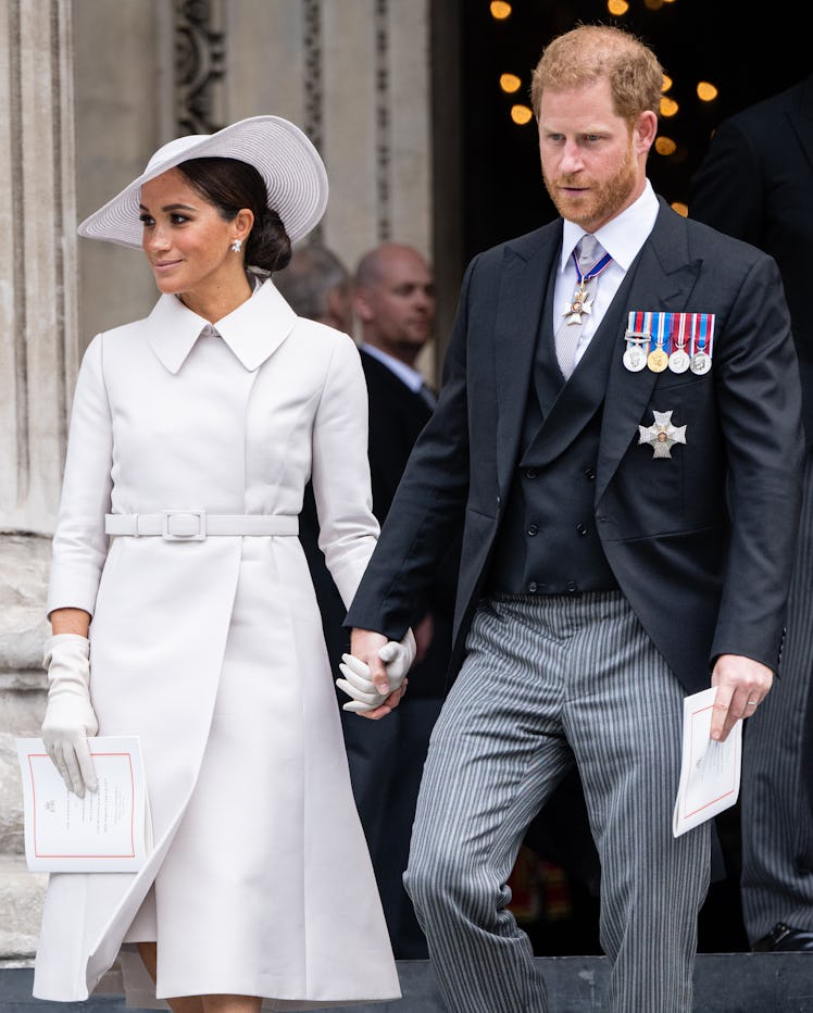 LONDON, ENGLAND - JUNE 03: Meghan, Duchess of Sussex and Prince Harry, Duke of Sussex attend the Nat...