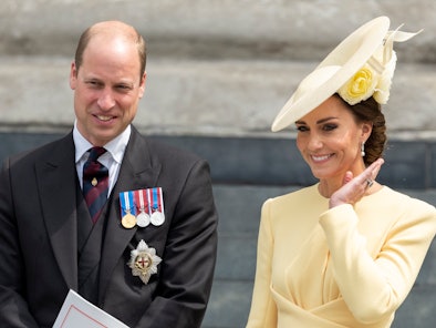 The Duchess of Cambridge wears yellow to a church service for the Queen's Platinum Jubilee.