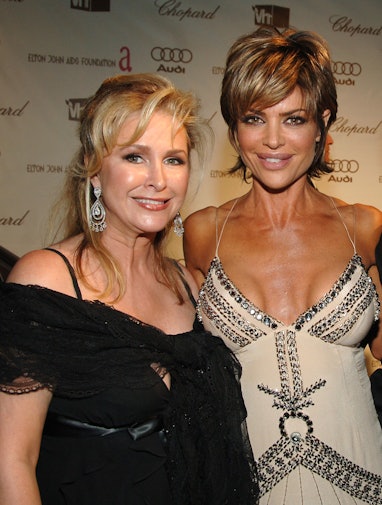 Kathy Hilton and Lisa Rinna during 14th Annual Elton John AIDS Foundation Oscar Party Co-hosted by A...