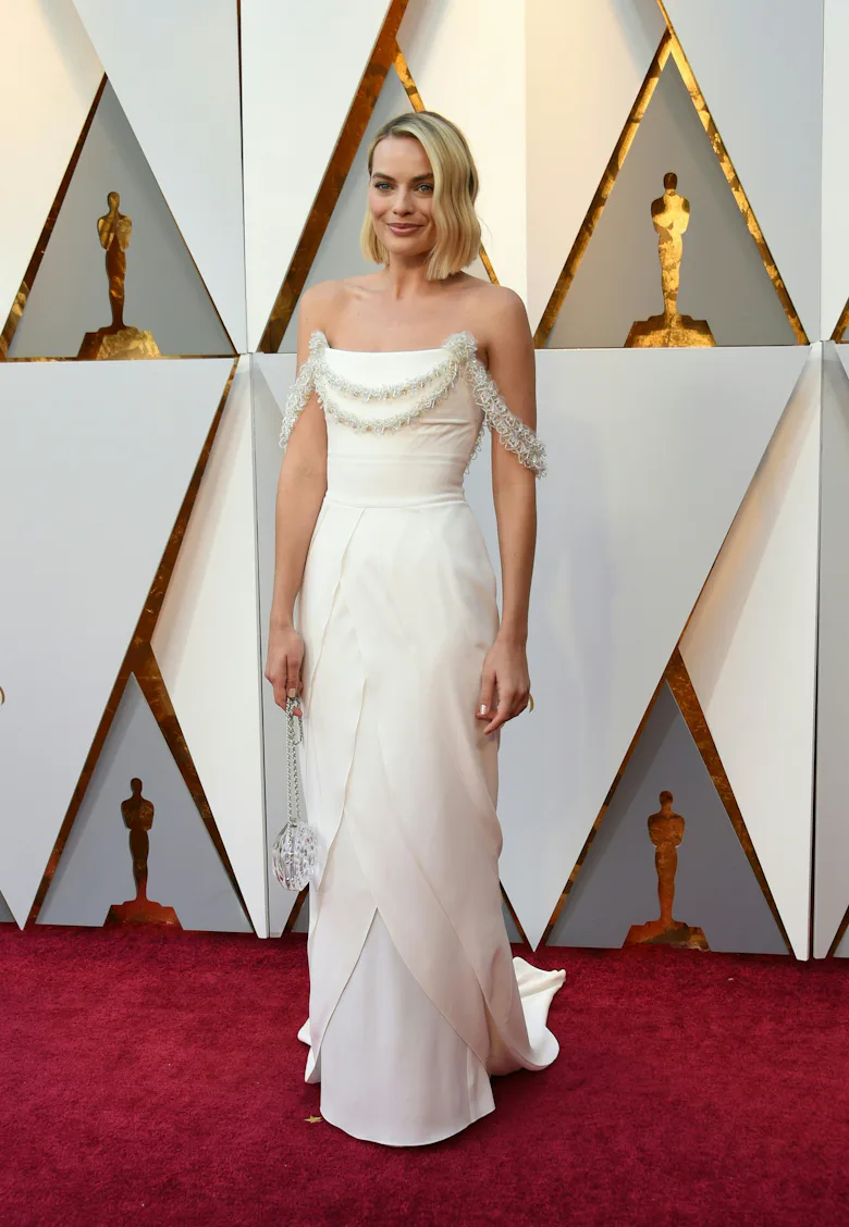 Margot Robbie arrives for the 90th Annual Academy Awards