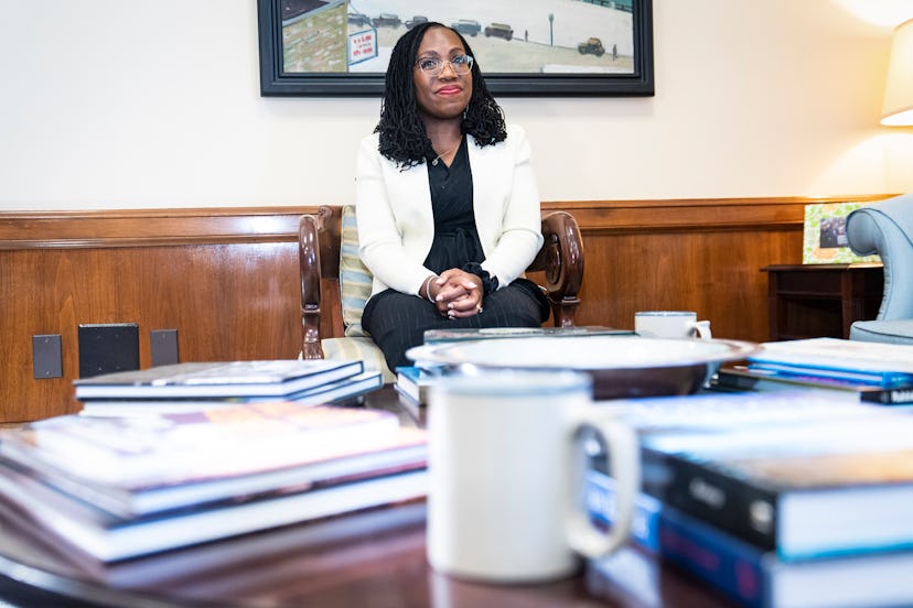 WASHINGTON, DC - MARCH 3: Supreme Court nominee Ketanji Brown Jackson meets with Sen. Amy Klobuchar,...