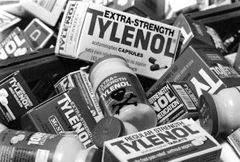 OCT 11 1982, OCT 12 1982 Bottles and Boxes of Tylenol products which were taken off the shelves or r...
