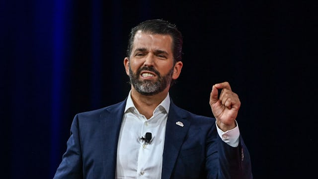 Donald Trump Jr., son of former US President Donald Trump, speaks at the Conservative Political Acti...