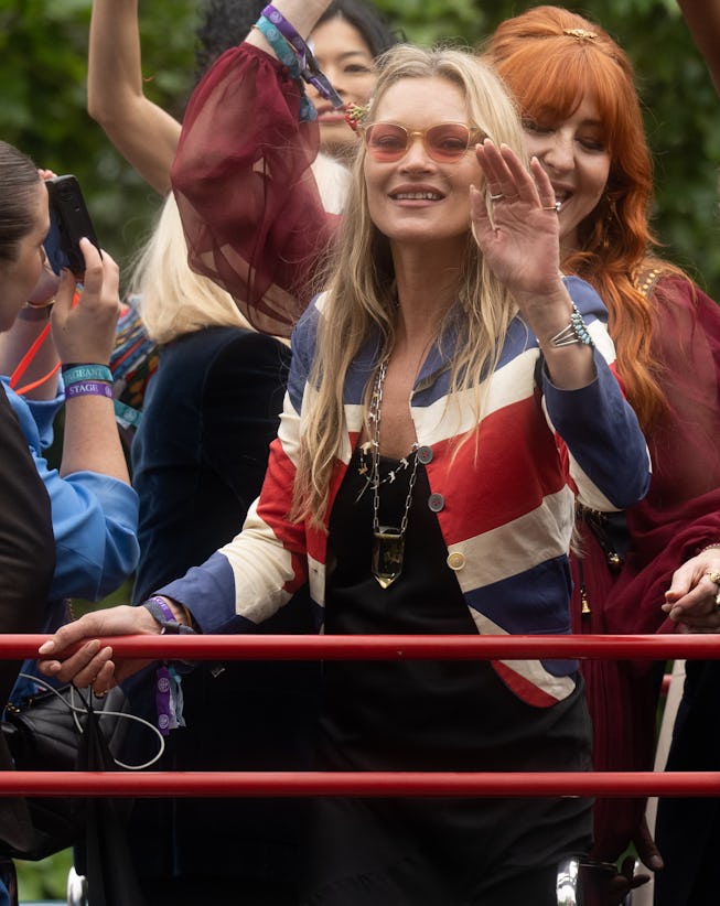 LONDON, ENGLAND - JUNE 05: Kate Moss during the Platinum Jubilee Pageant on June 05, 2022 in London,...