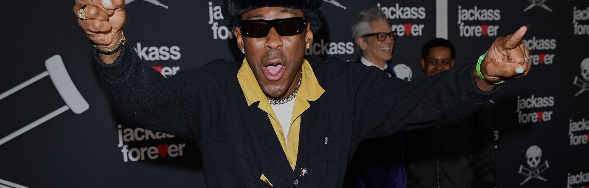 HOLLYWOOD, CALIFORNIA - FEBRUARY 01: Tyler, the Creator attends the U.S. Premiere of "Jackass Foreve...