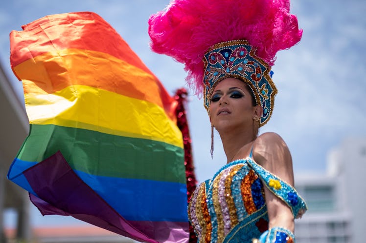 People take part in the annual Pride Parade in San Juan, Puerto Rico on June 5, 2022. (Photo by Rica...