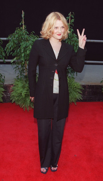 (Original Caption) Arrival of Drew Barrymore. (Photo by Frank Trapper/Corbis via Getty Images)