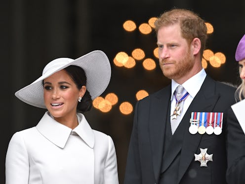 LONDON, ENGLAND - JUNE 03: Meghan, Duchess of Sussex and Prince Harry, Duke of Sussex attend the Nat...