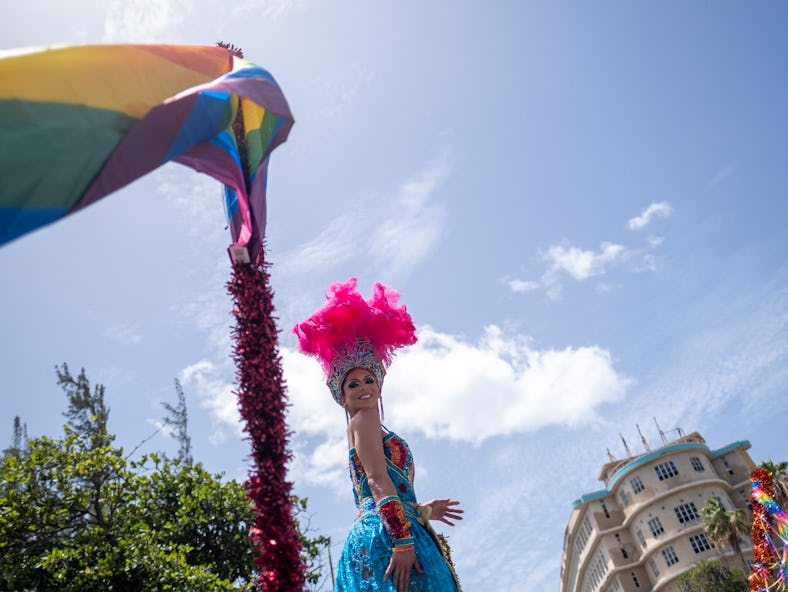 People take part in the annual Pride Parade in San Juan, Puerto Rico on June 5, 2022. (Photo by Rica...