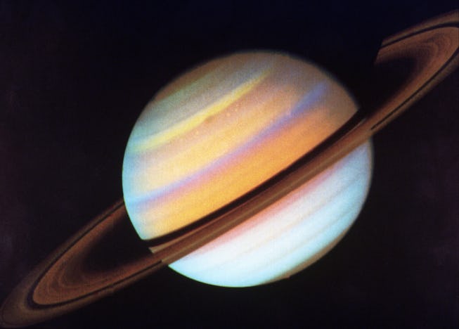 (Original Caption) 10-28-80 Washington: Image of Saturn taken by the Voyager Spacecraft at a distanc...