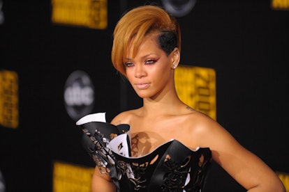 Rihanna in 2009 with peek-a-boo hair color.