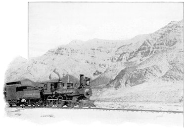 The Mexican Central Railway train travelling through the Chihuahuan Desert in Mexico. Vintage halfto...