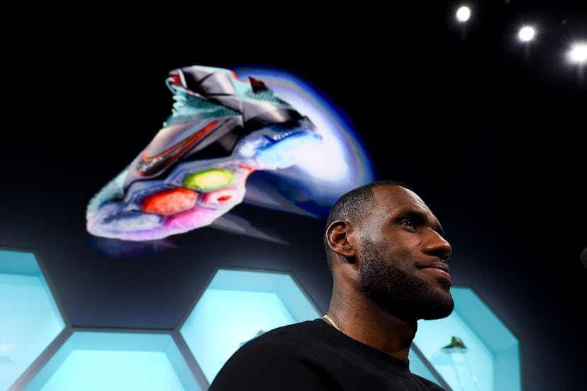 PORTLAND, OR - SEPTEMBER 17: (CHINA OUT) LeBron James unveils the LEBRON 12 on September 16, 2014 i…