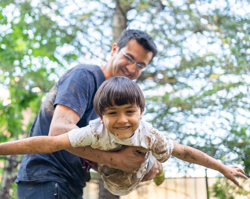 Father And Child Play İn Mud With Toys İn Backyard, is costco open on father's day