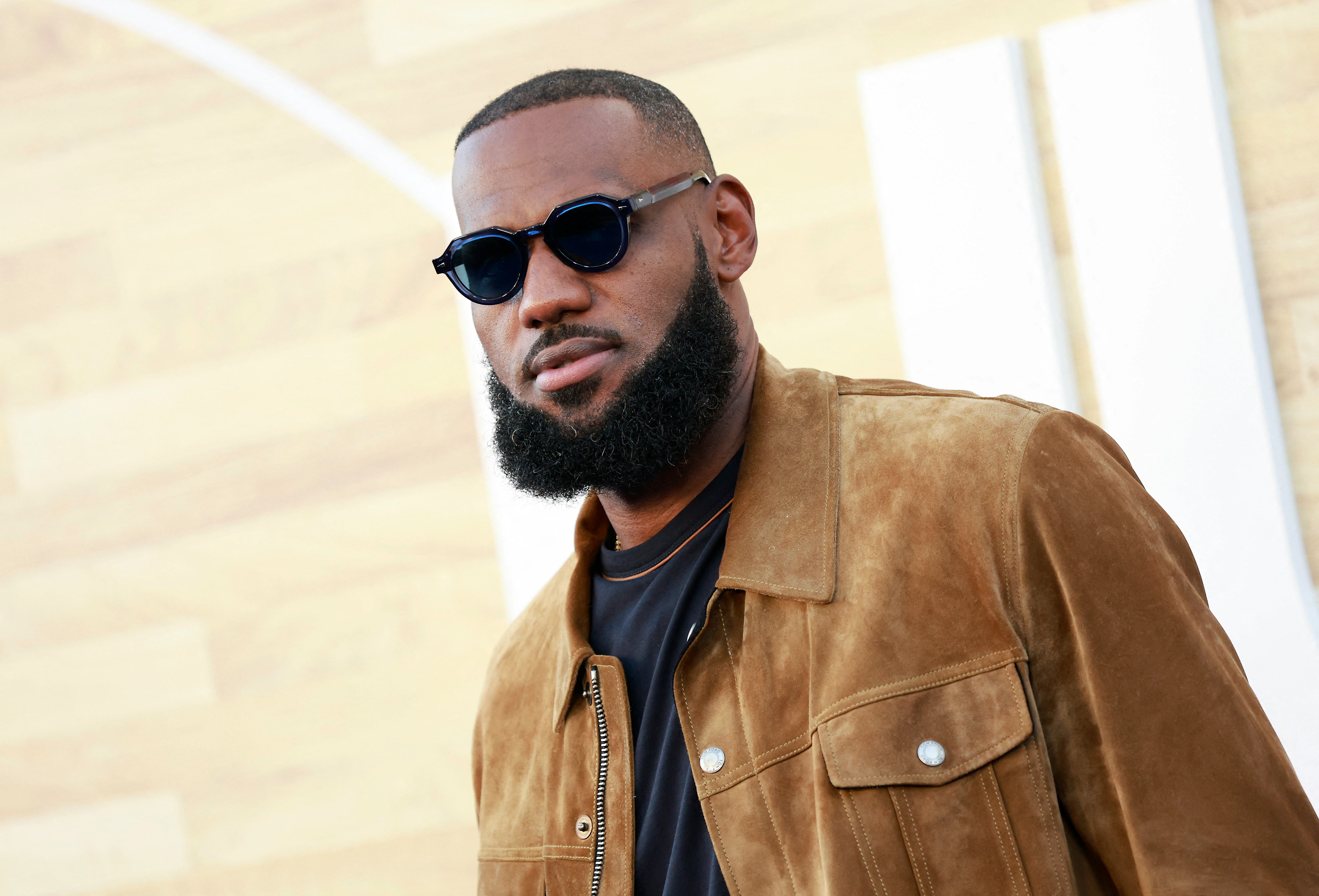 US basketball player LeBron James arrives for Netflix&rsquo;s Los Angeles premiere of &ldquo;Hustle&rdquo; held at the&hellip;