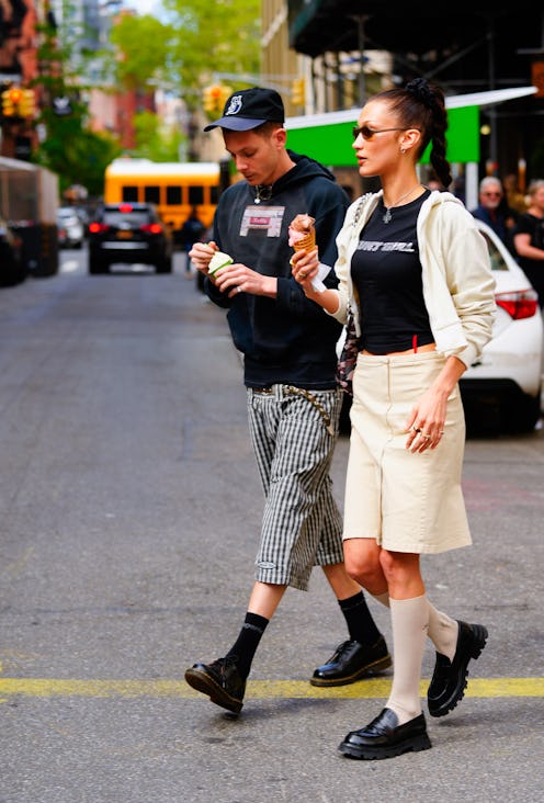 NEW YORK, NEW YORK - MAY 10: Bella Hadid and Marc Kalman are seen on Kalman's birthday on May 10, 20...