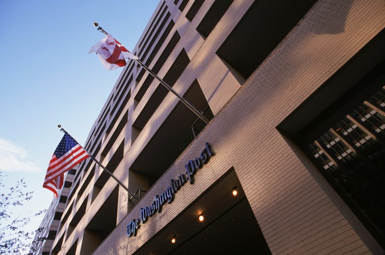 (Original Caption) Washington, D. C.: Exterior of The Washington Post. (Photo by James Leynse/Corbis...