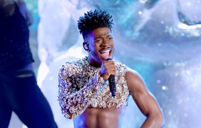 LAS VEGAS, NEVADA - APRIL 03: Lil Nas X performs onstage during the 64th Annual GRAMMY Awards at MGM...