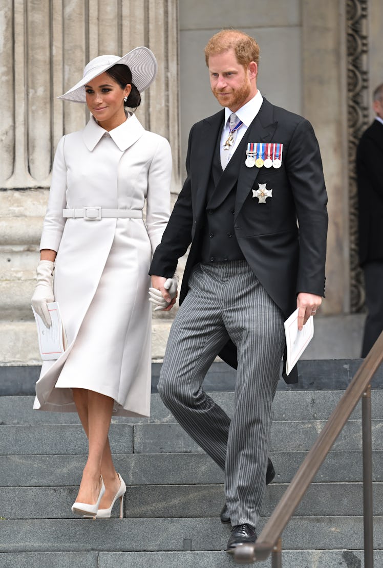 LONDON, ENGLAND - JUNE 03: Meghan, Duchess of Sussex and Prince Harry, Duke of Sussex attend the Nat...
