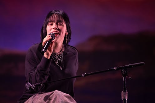 Billie Eilish sings at an acoustic concert at Telekom Electronic Beats before the start of her Europ...