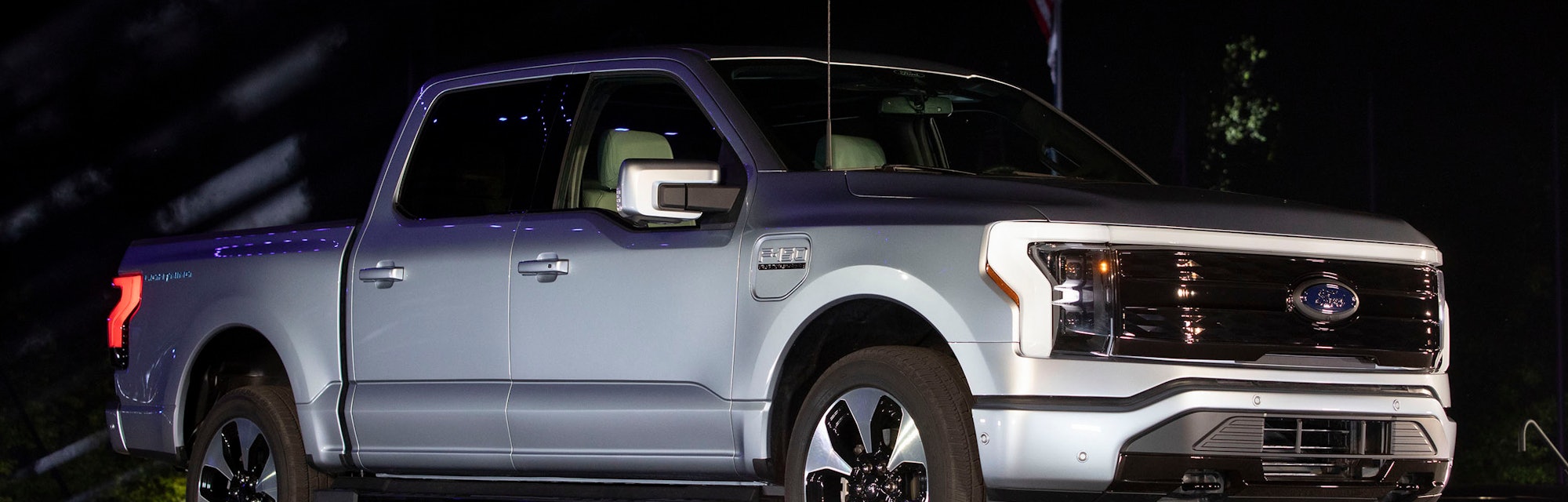 DEARBORN, MI - MAY 19: The new all-electric Ford F-150 Lightning performance pickup truck is reveale...