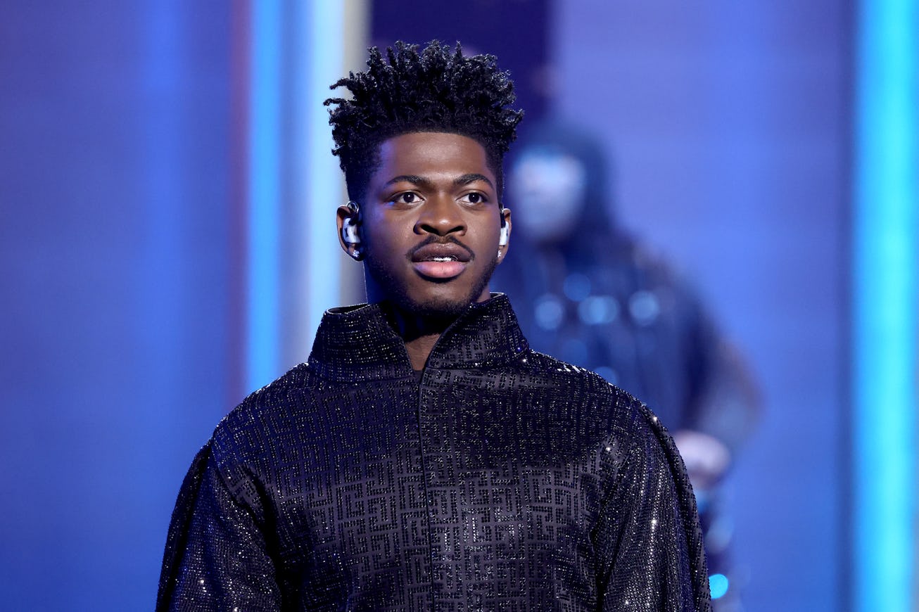 LAS VEGAS, NEVADA - APRIL 03: Lil Nas X performs onstage during the 64th Annual GRAMMY Awards at MGM...