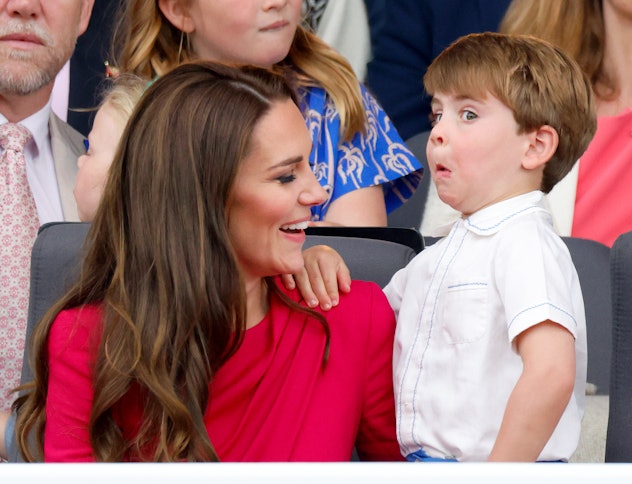 Prince Louis was busy trying to make his mom laugh.