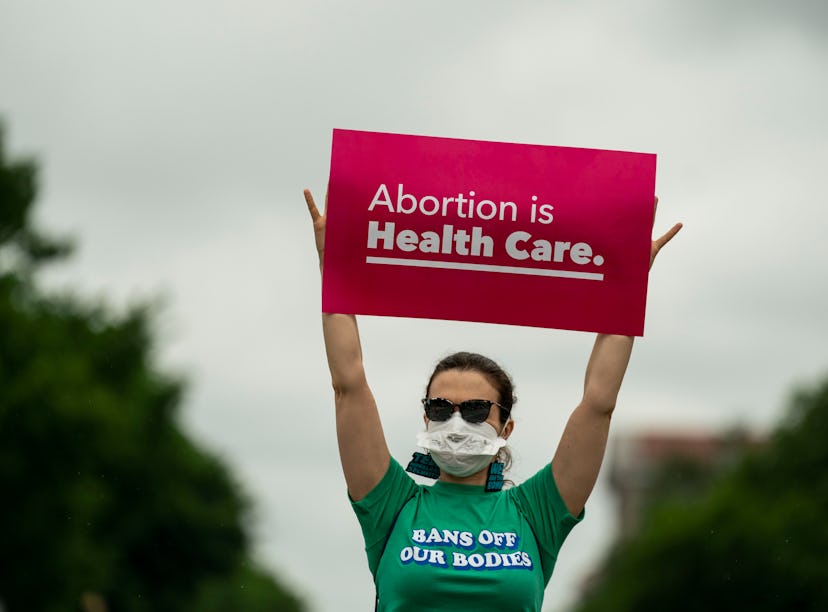 WASHINGTON, DC - MAY 14:  Abortion rights activists participate in a Bans Off Our Bodies rally and m...