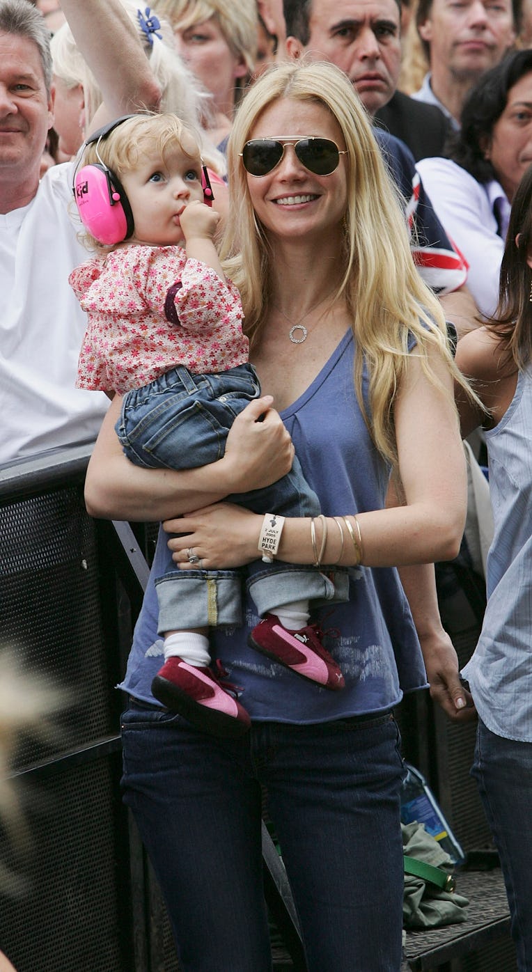 LONDON - JULY 02: Actress Gwyneth Paltrow and daughter Apple watch Coldplay singer Chris Martin per...