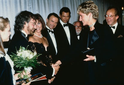 Diana, Princess of Wales (1961 - 1997) attends the premiere of the Steven Spielberg film 'Jurassic P...