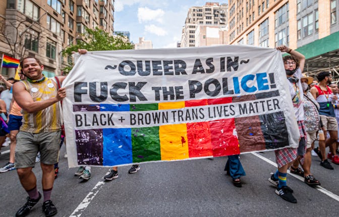 MANHATTAN, NEW YORK, UNITED STATES - 2021/06/27: (EDITORS NOTE: Image contains profanity) Participa...