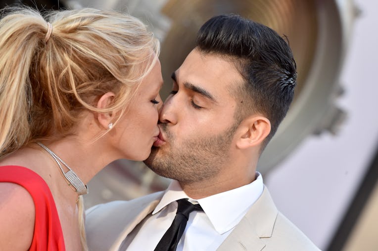 HOLLYWOOD, CALIFORNIA - JULY 22: Britney Spears and Sam Asghari attend Sony Pictures' "Once Upon a T...