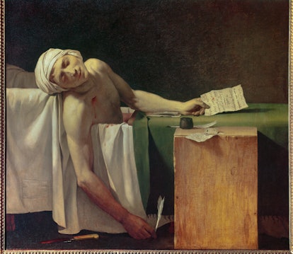 David Jacques Louis ( 1748-1825 ) , The Death of Marat ( 1763 - 1793 )( oil on canvas 1,57 X 1,36 ) ...