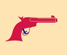 illustration of a gun made with a social media icon