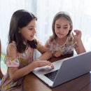 Children Using Laptop Computer At Home