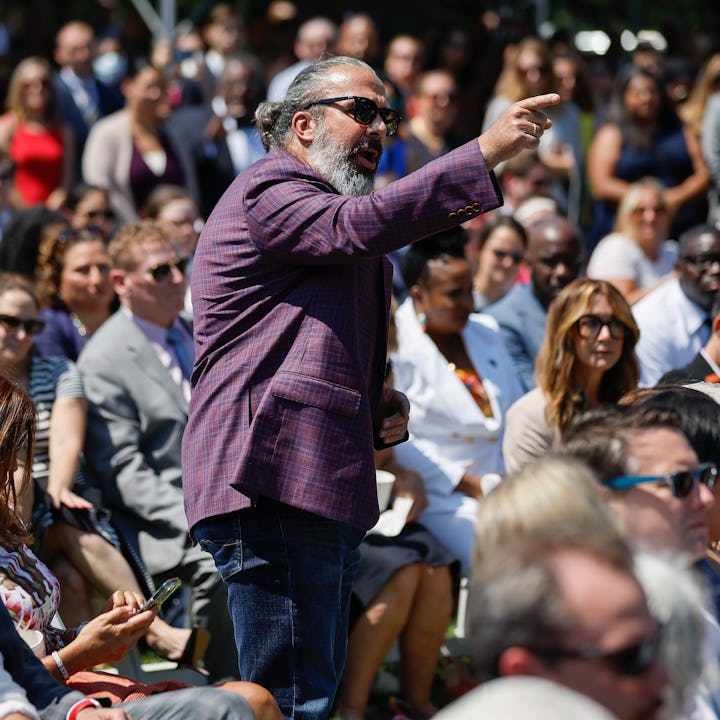 WASHINGTON, DC - JULY 11: Manuel Oliver, whose son Joaquin was killed in the Parkland mass shooting,...