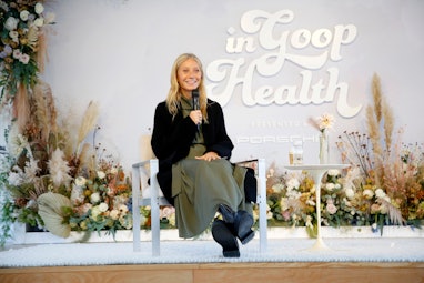 LOS ANGELES, CALIFORNIA - NOVEMBER 07: Gwyneth Paltrow speaks during In goop Health Summit presented...