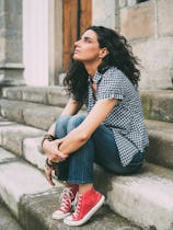 Sad middle age woman