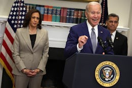 WASHINGTON, DC - JULY 08: President Joe Biden delivers remarks on reproductive rights as (L-R) Vice ...