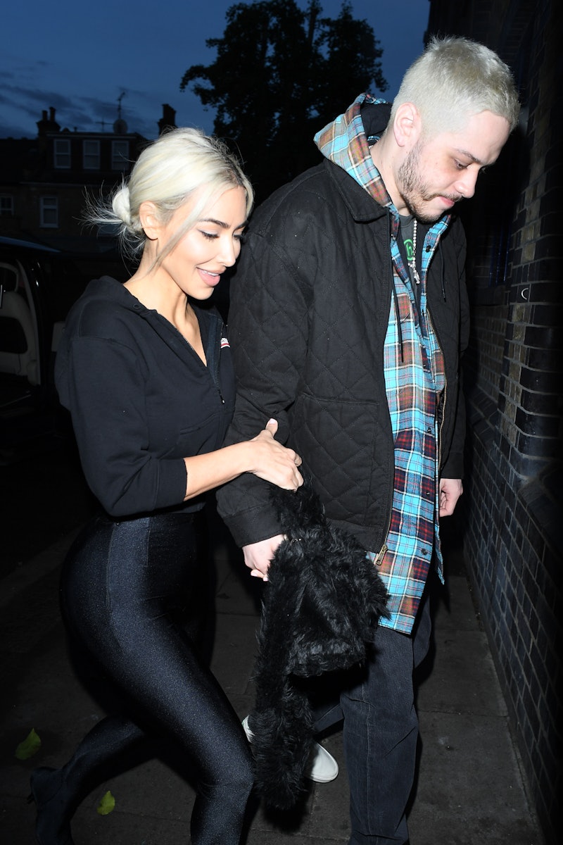 Kim Kardashian and Pete Davidson have matching bleached blonde hairstyles. Here, a celebrity hair co...