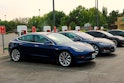 Tesla electric car charging station with multiple cars charging simultaneously, This charging statio...