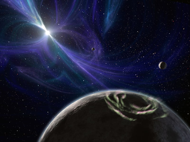 An artist's concept depicting the pulsar planet system. (Photo by: Universal History Archive/Univers...