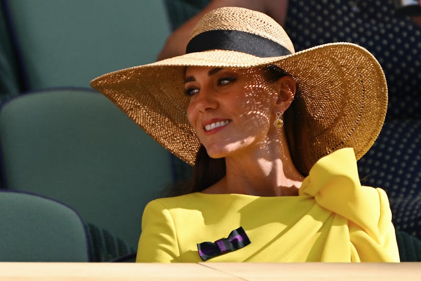 Britain's Catherine, Duchess of Cambridge, attends the men's doubles final tennis match 